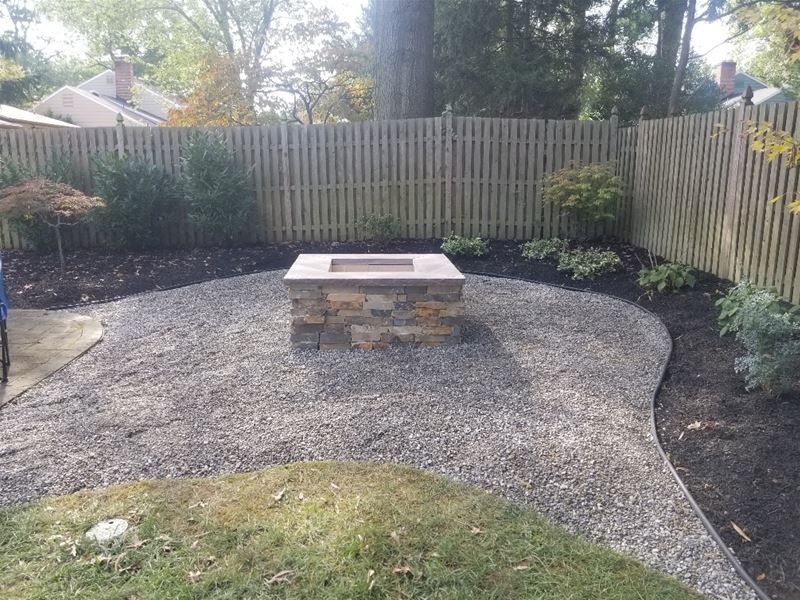Custom stone fire pit hardscape South Jersey