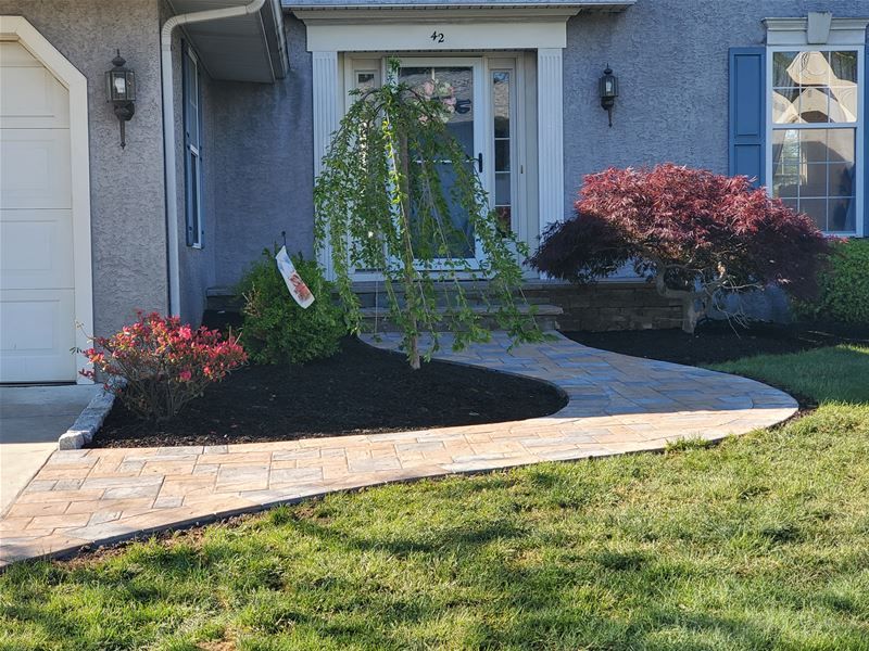Paver walkway and landscaping installation in South Jersey